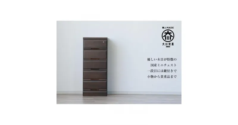 【ふるさと納税】大川家具 チェスト ミニ 幅40cm 引出し 5段 サイド 収納 ブラウン | 家具 ファニチャー 人気 おすすめ 送料無料