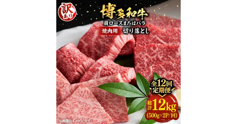 【ふるさと納税】【全12回定期便】【訳あり】博多和牛 焼肉 切り落とし1kg（500g×2p）《豊前市》【MEAT PLUS】肉 お肉 牛肉[VBB081] 274000 274000円