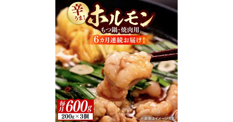 【ふるさと納税】【全6回定期便】【やみつき辛うま！】もつ鍋・焼肉用 国産ホルモン 200g ×3《豊前市》【ますだ産業】[VBV004] 65000 65000円