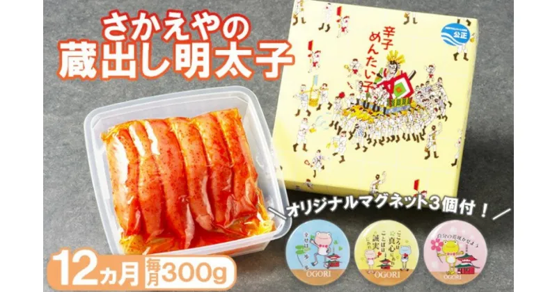 【ふるさと納税】定期便 12ヶ月 明太子 さかえや 頑張れ小郡市！ 蔵出し明太子 ギフト 300g×毎月 12回 オリジナルマグネット付　定期便・小郡市