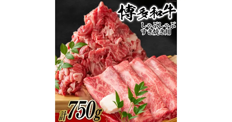 【ふるさと納税】訳あり 博多和牛 A4以上 しゃぶしゃぶ すき焼き スライス 250g & 切り落とし 500g 計750g【部位おまかせ】/ MEAT PLUS / 福岡県 筑紫野市 [21760211] 牛肉 和牛 黒毛和牛 冷凍