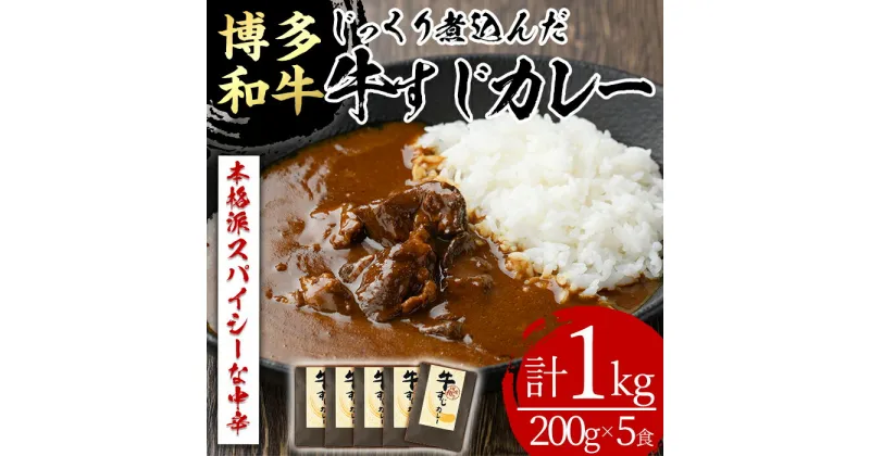 【ふるさと納税】博多和牛 牛すじカレー(計1kg・200g×5食)カレー 博多和牛 牛肉 黒毛和牛 牛すじ 国産 レトルト レトルトカレー 中辛 常温 常温保存＜離島配送不可＞【ksg1387】【マル五】