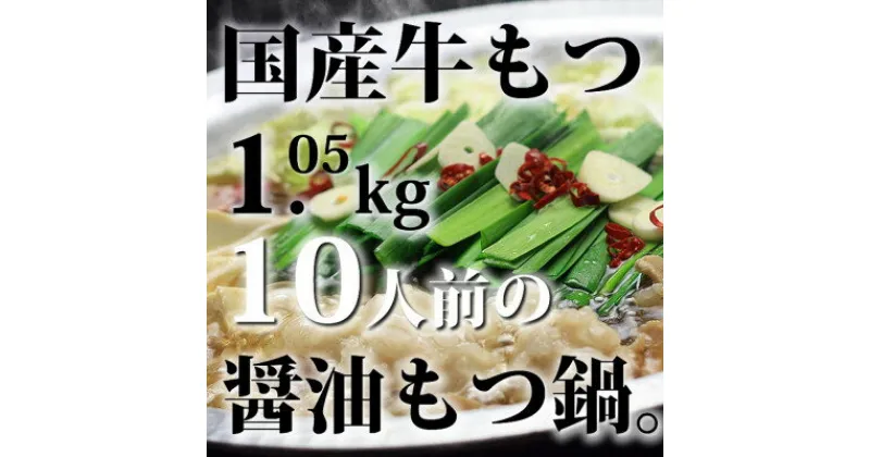 【ふるさと納税】国産牛もつ1kgオーバー!九州醤油もつ鍋10人前[牛もつ1.05kg/九州醤油スープ付]【配送不可地域：離島】【1526307】