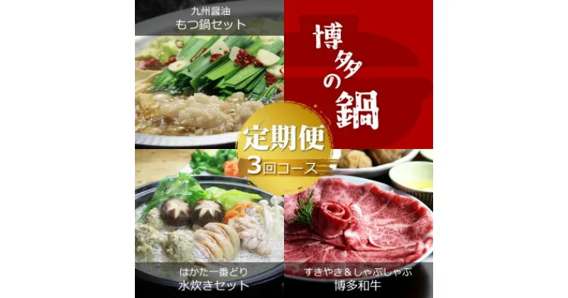 【ふるさと納税】【毎月定期便】博多の名物 国産牛上ホルモンもつ鍋&博多水炊き&博多和牛スライス全3回【配送不可地域：離島】【4056353】