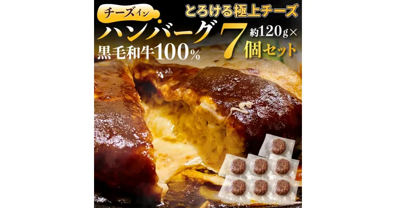 【ふるさと納税】黒毛和牛100%チーズインハンバーグ(約120g×7Pセット)【FLOWER】_HA1548送料無料時短 お弁当 アレンジ 家族 ジューシー