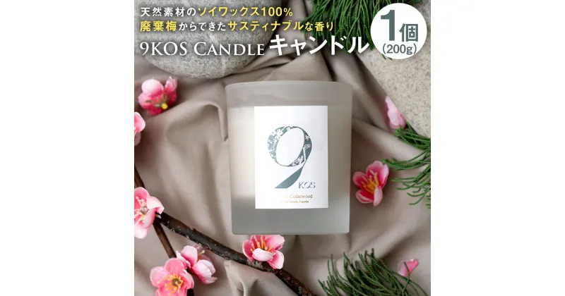 【ふるさと納税】【廃棄梅からできたサスティナブルな香り】9KOS Candle 200g「福岡・太宰府の香り」Ume & Cedarwood キャンドル 1個 ソイワックス100% ハンドメイド 日本製 香り シダーウッド 梅の花 フローラル サスティナブル 送料無料