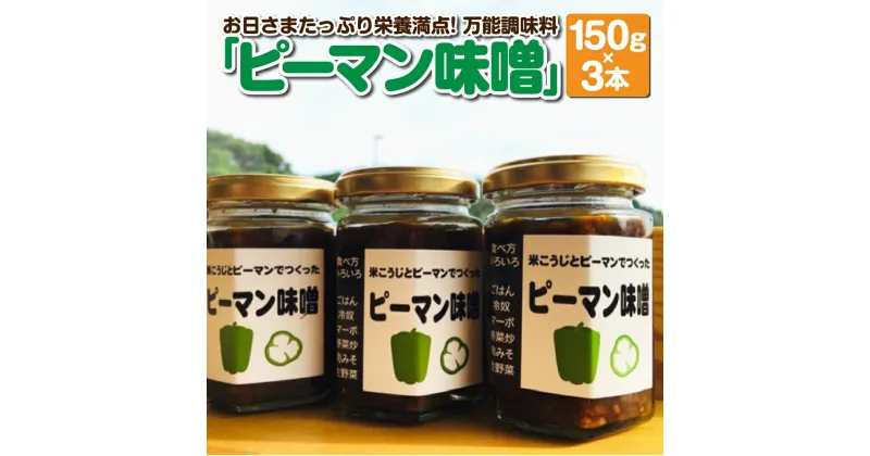 【ふるさと納税】お日さまたっぷり栄養満点！ 万能調味料 「ピーマン味噌」150g×3本 合計450g ピーマン 味噌 おかず 調味料 ごはんのお供 トッピング 瓶詰め 保存食 国産 国内産 福岡県 福津市産 送料無料 [F0049]