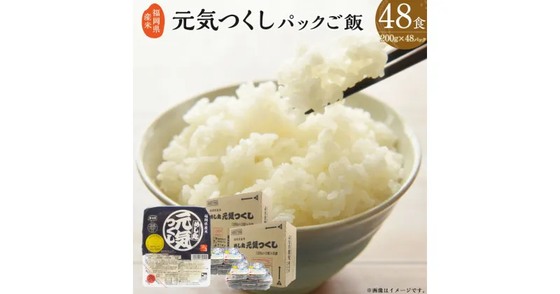 【ふるさと納税】福岡県産米 無添加 元気つくし パック ご飯 200g×48パック パックごはん 米 白米 ごはん ライス 保存食 備蓄 一人暮らし 送料無料 [F2309]