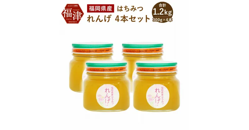 【ふるさと納税】福岡県産 はちみつ れんげ 4本セット 300g×4 合計1200g 1.2kg 国産 非加熱 純粋 蜂蜜 ハチミツ れんげ蜂蜜 送料無料 [F2070]