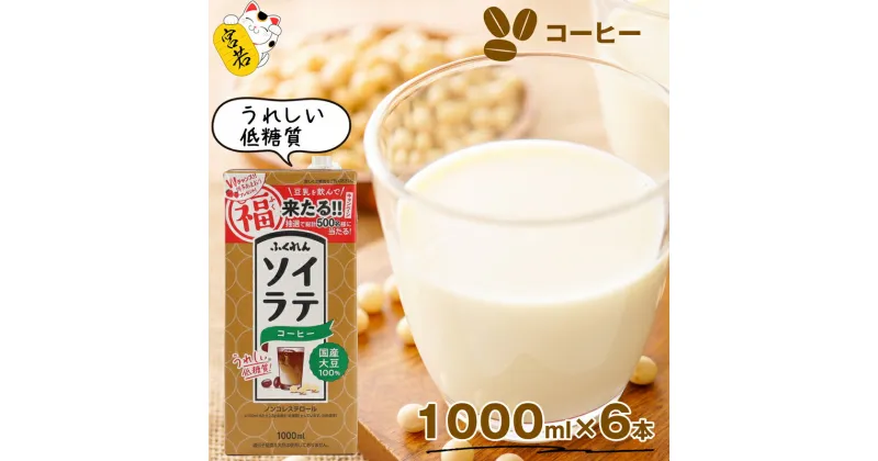 【ふるさと納税】豆乳 国産 ソイラテコーヒー ふくれん1000ml 6本 計6L 紙パック 豆乳 コーヒー 大豆飲料 カフェ 豆乳ラテ ソイラテ ドリンク 国産大豆 イソフラボン 低糖質 九州 福岡県 送料無料 M278P-2