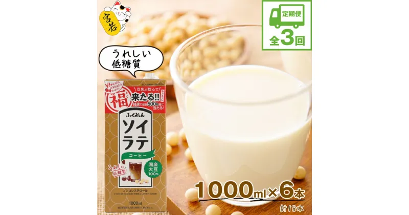 【ふるさと納税】【3ヶ月連続定期便】豆乳 国産 ソイラテコーヒー 1000ml 6本 3回(3ヶ月) 計18本 紙パック 豆乳 コーヒー 大豆飲料 カフェ 豆乳ラテ ソイラテ ドリンク 国産大豆 イソフラボン 低糖質 九州 福岡県 送料無料 M429P-2P ふくれん