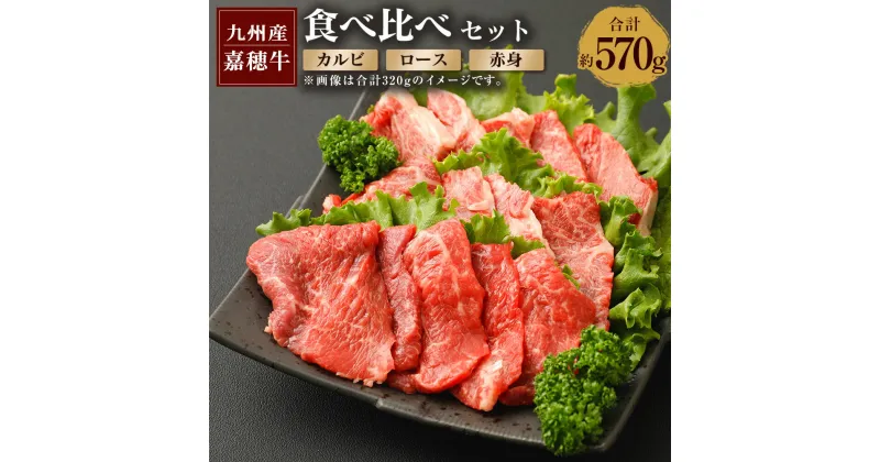 【ふるさと納税】嘉穂牛 食べ比べセット 3種 合計約570g カルビ ロース 赤身 国産 九州産 牛肉 冷蔵 送料無料