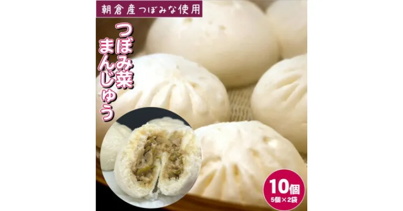 【ふるさと納税】つぼみ菜まんじゅう 10個（80g×5個入×2袋）冷凍 肉まん 豚まん 惣菜 蕾菜 野菜 電子レンジ ※配送不可：離島　 パン 漬物 加工食品 コリコリ 食感 辛み 大人感 ふっくら