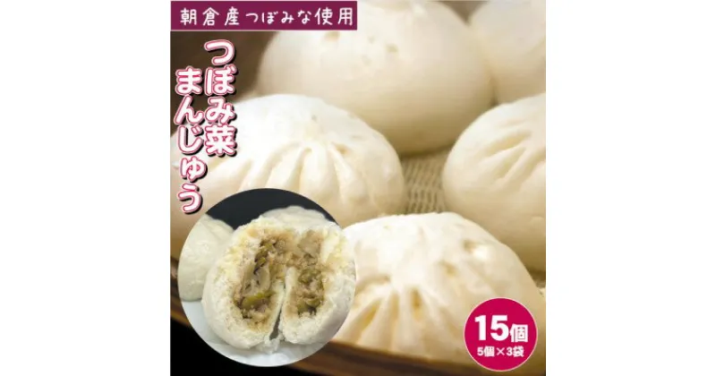 【ふるさと納税】つぼみ菜まんじゅう 15個（80g×5個入×3袋）冷凍 肉まん 豚まん 惣菜 蕾菜 野菜 電子レンジ ※配送不可：離島　 パン 漬物 加工食品 コリコリ 食感 辛み 大人感 ふっくら