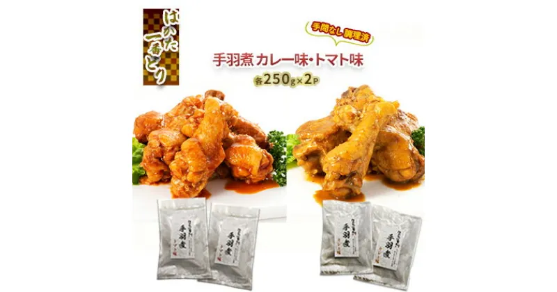 【ふるさと納税】調理済 手間なし 簡単 手羽煮 はかた一番どり カレー トマト味 各250g×2 セット　 お肉 鶏肉 加工食品 惣菜 レトルト スパイシー うまみ たっぷり 常温 2年 保存 やわらかい